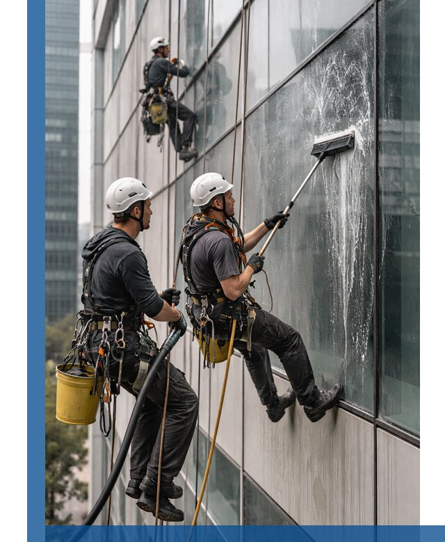 Профессиональная высотная мойка фасадов зданий в Долгопрудном