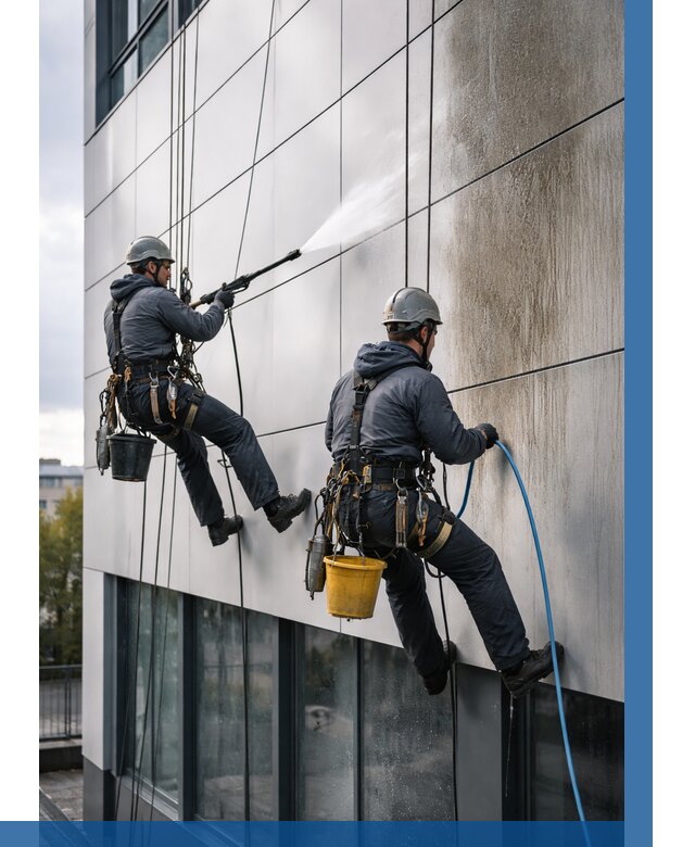 Мойка фасада из композита в Долгопрудном по цене от 304 р. | ВЫСОТНИК-Длг