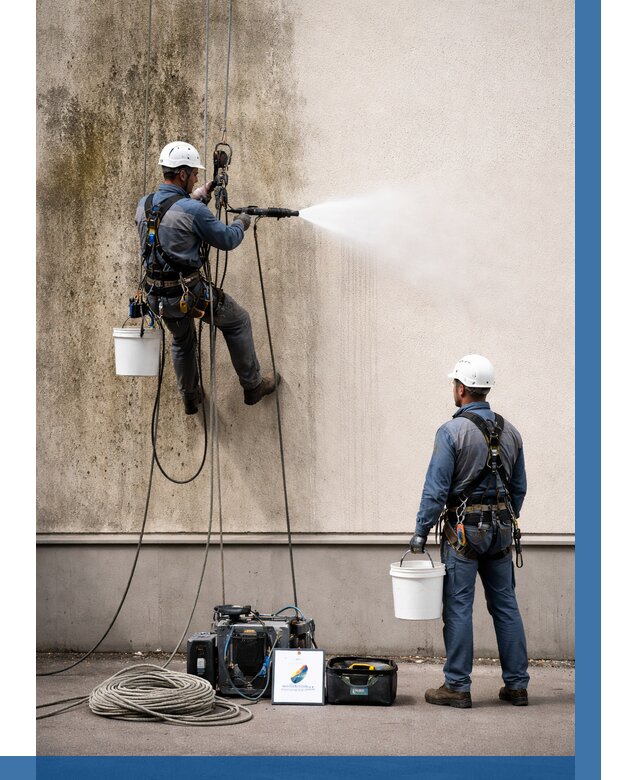 Очистка фасада от плесени в Долгопрудном от 304 р. | ВЫСОТНИК-Длг