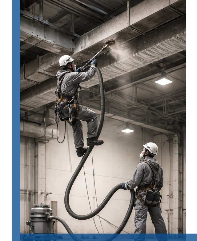 Обеспыливание потолочных конструкций в Долгопрудном промышленным альпинизмом