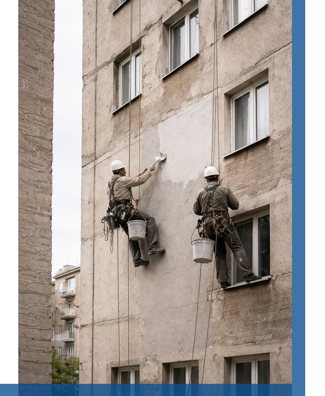 Косметический ремонт фасада в Долгопрудном от 1116 р. | ВЫСОТНИК-Длг