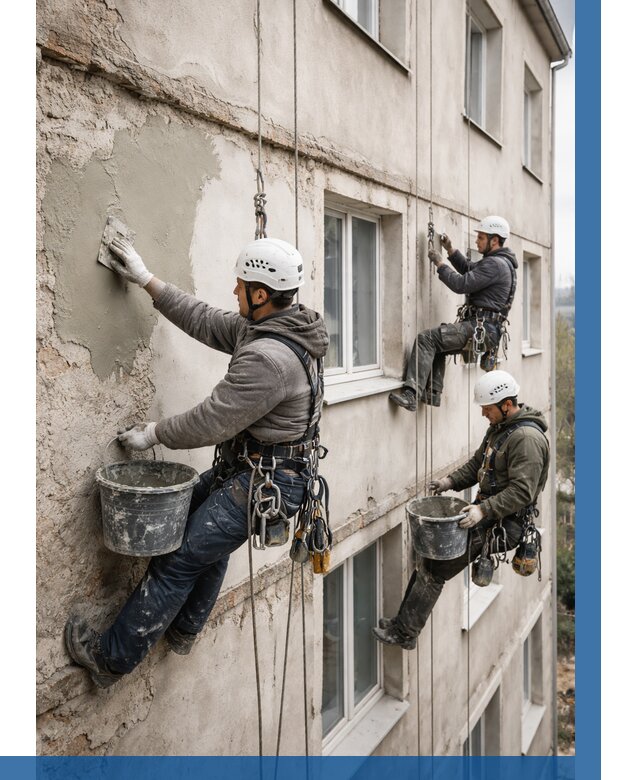 Ремонт штукатурного фасада в Долгопрудном от 761 р. под ключ | ВЫСОТНИК-Длг