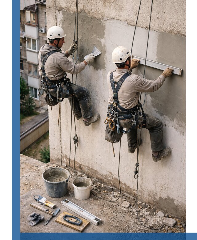 Комплексный ремонт штукатурного фасада с гарантией в Долгопрудном