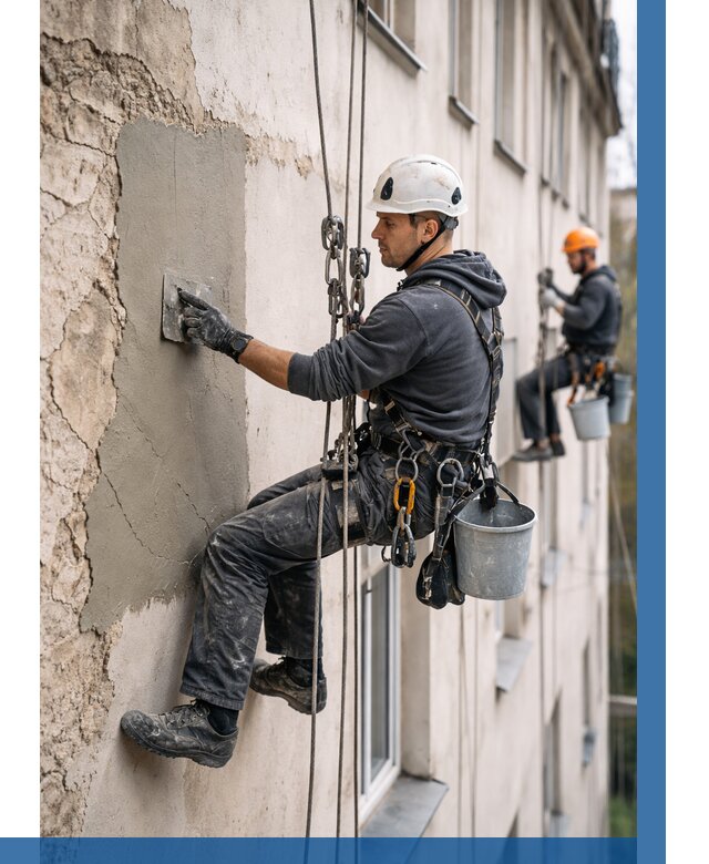 Восстановление штукатурки фасада в Долгопрудном от 1218 р. | ВЫСОТНИК-Длг