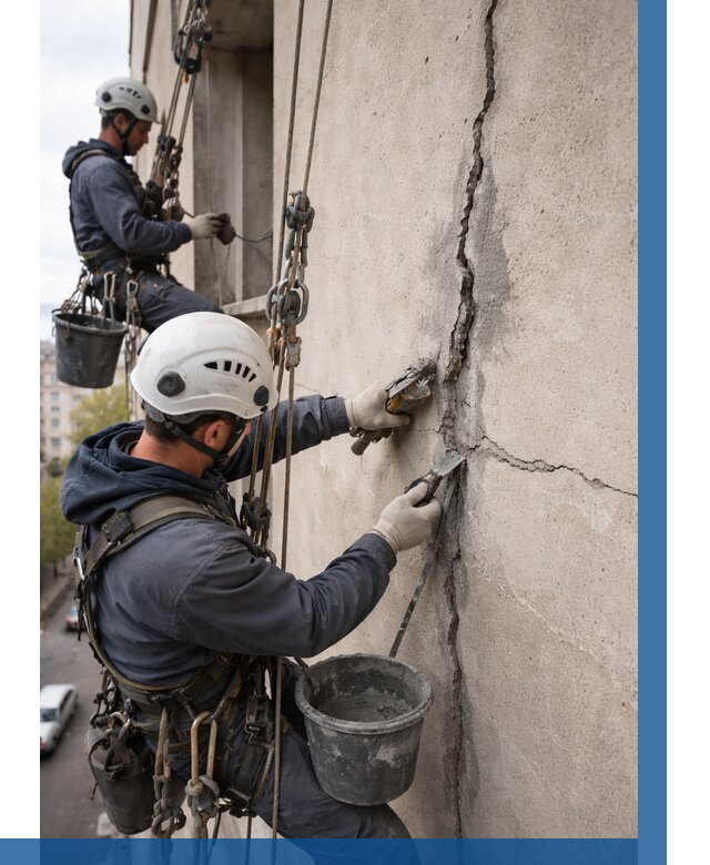 Заделка трещин на фасаде в Долгопрудном от 913 р. | ВЫСОТНИК-Длг