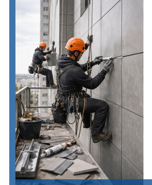 Профессиональный ремонт фасада из керамогранита в Долгопрудном