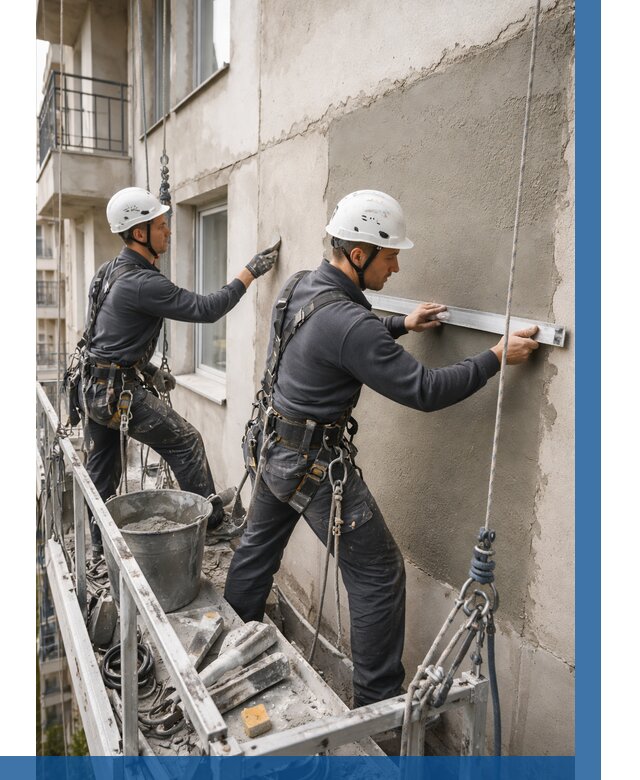 Штукатурка фасада на высоте в Долгопрудном от 913 р. | ВЫСОТНИК-Длг