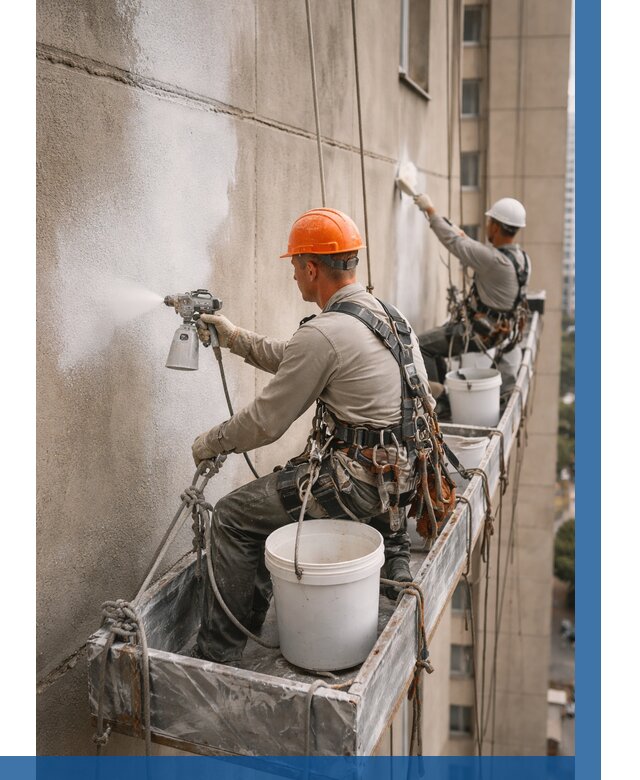 Грунтовка фасада на высоте в Долгопрудном от 122 р. | ВЫСОТНИК-Длг