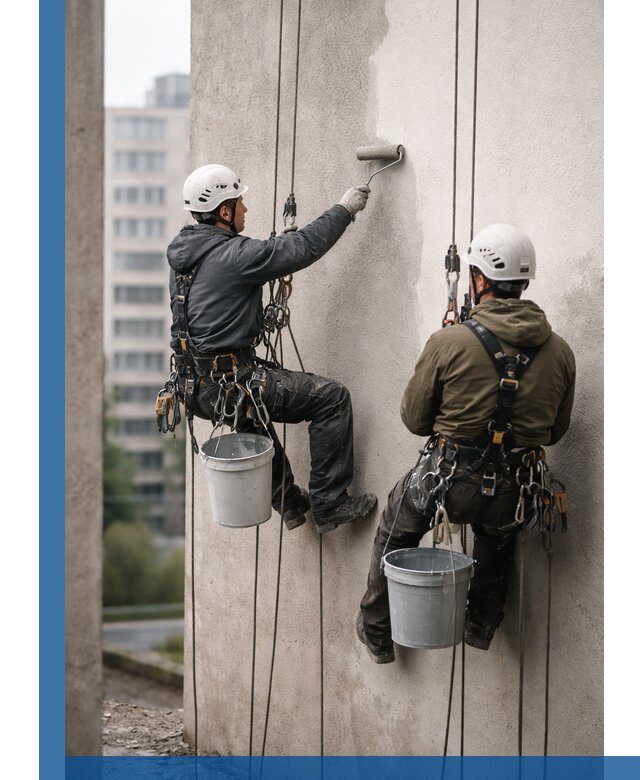 Покраска фасадов высотными альпинистами в Долгопрудном с гарантией