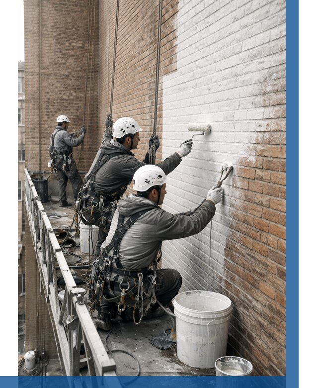 Покраска кирпичного фасада в Долгопрудном от 355 р. | ВЫСОТНИК-Длг