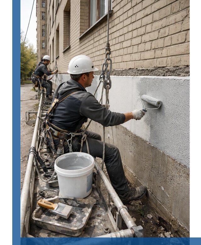 Окраска цоколя здания в Долгопрудном профессионально и надежно