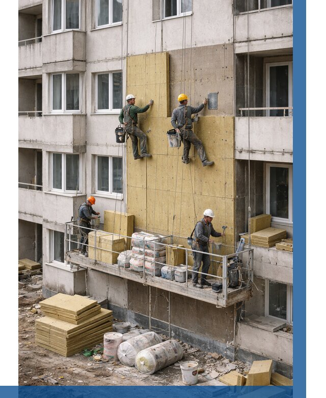 Утепление фасада минватой в Долгопрудном от 1522 р. | ВЫСОТНИК-Длг