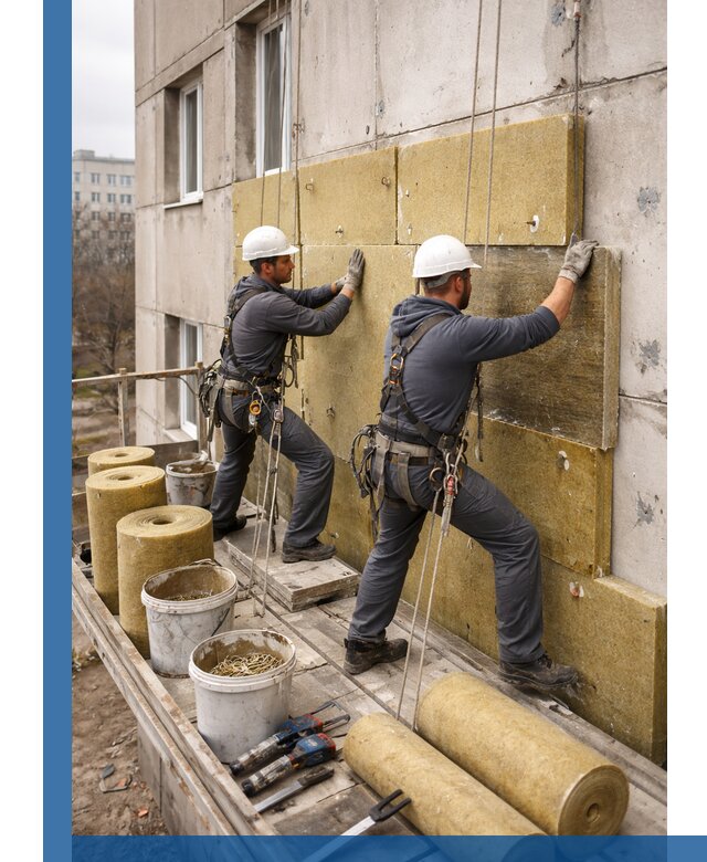 Утепление фасада минватой в Долгопрудном под ключ с гарантией