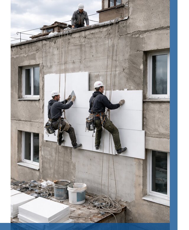 Утепление фасада пенополистиролом в Долгопрудном от 1826 р. | ВЫСОТНИК-Длг