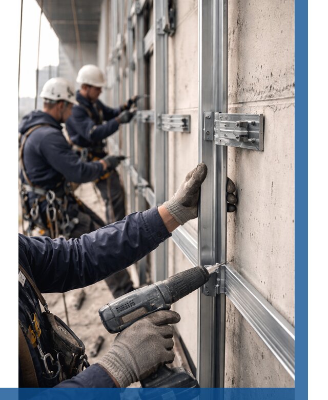 Монтаж подсистемы вентфасада в Долгопрудном от 862 р. | ВЫСОТНИК-Длг