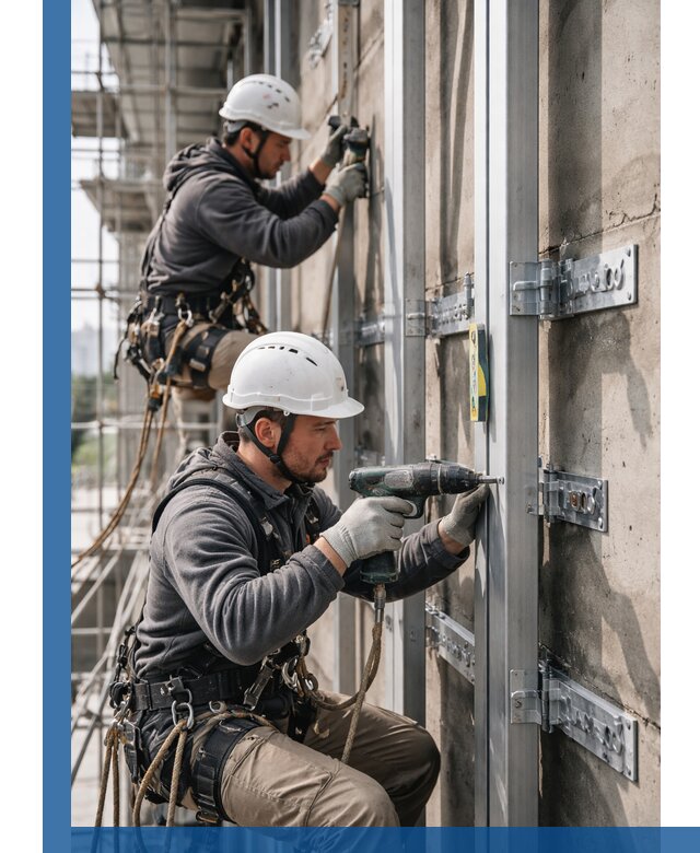 Монтаж и крепление подсистемы вентфасада в Долгопрудном