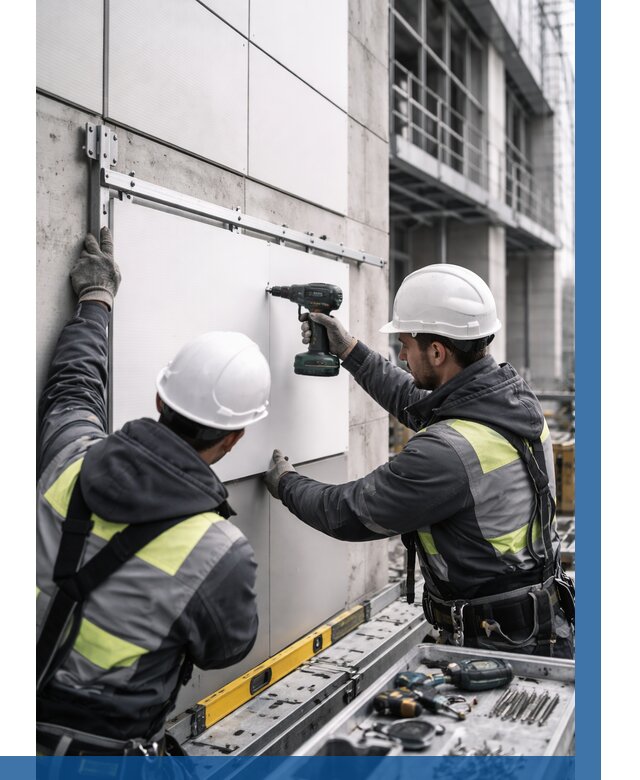 Монтаж композитных панелей фасада в Долгопрудном от 2537 р. | ВЫСОТНИК-Длг