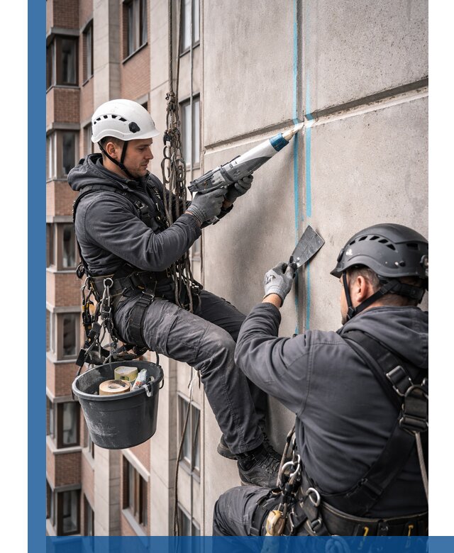Вторичная герметизация швов фасада и кровли в Долгопрудном