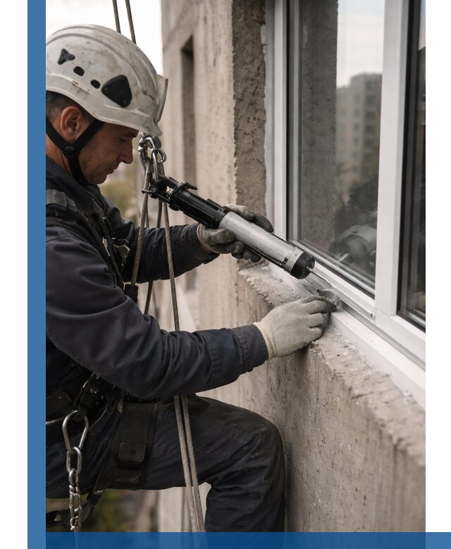 Герметизация оконных швов снаружи в Долгопрудном профессионально