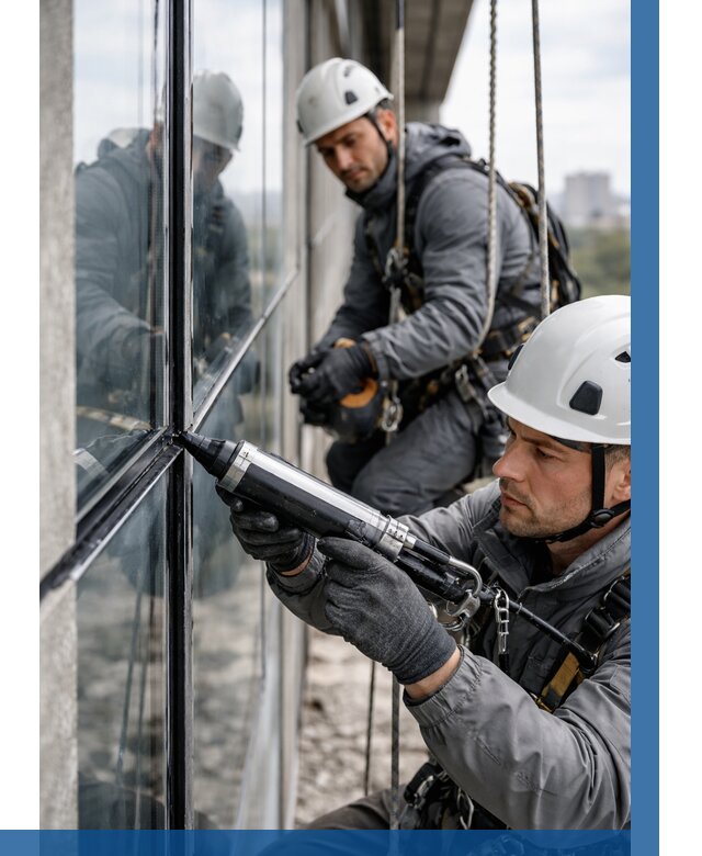 Герметизация витражных швов в Долгопрудном от 659 р. | ВЫСОТНИК-Длг