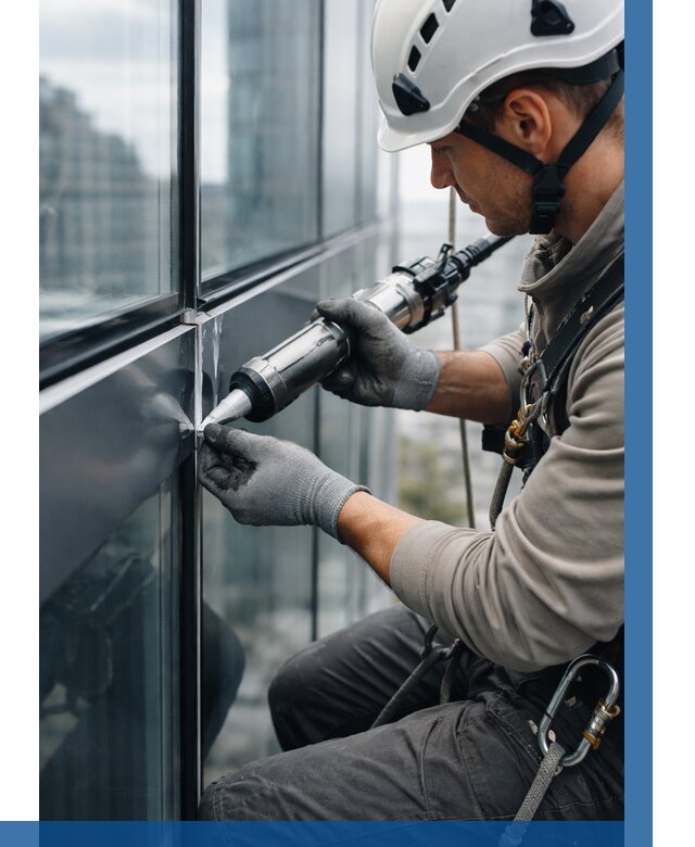 Герметизация стыков витража в Долгопрудном от 1218 р. | ВЫСОТНИК-Длг