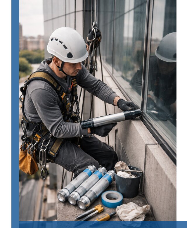 Герметизация стыков витража в Долгопрудном для герметичных фасадов