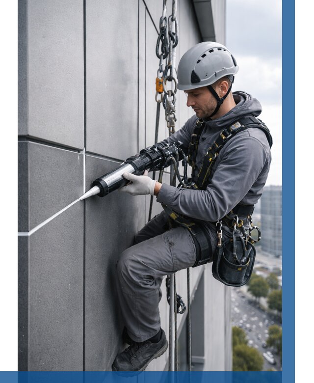 Герметизация стыков фасадных панелей в Долгопрудном от 6595 р.| ВЫСОТНИК-Длг