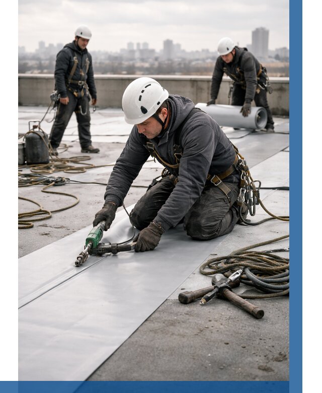 Ремонт мембранной кровли в Долгопрудном от 1826 р./м2 | ВЫСОТНИК-Длг