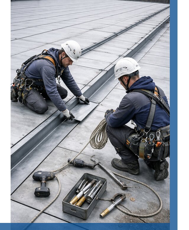 Ремонт фальцевой кровли в Долгопрудном от 710 р. | ВЫСОТНИК-Длг