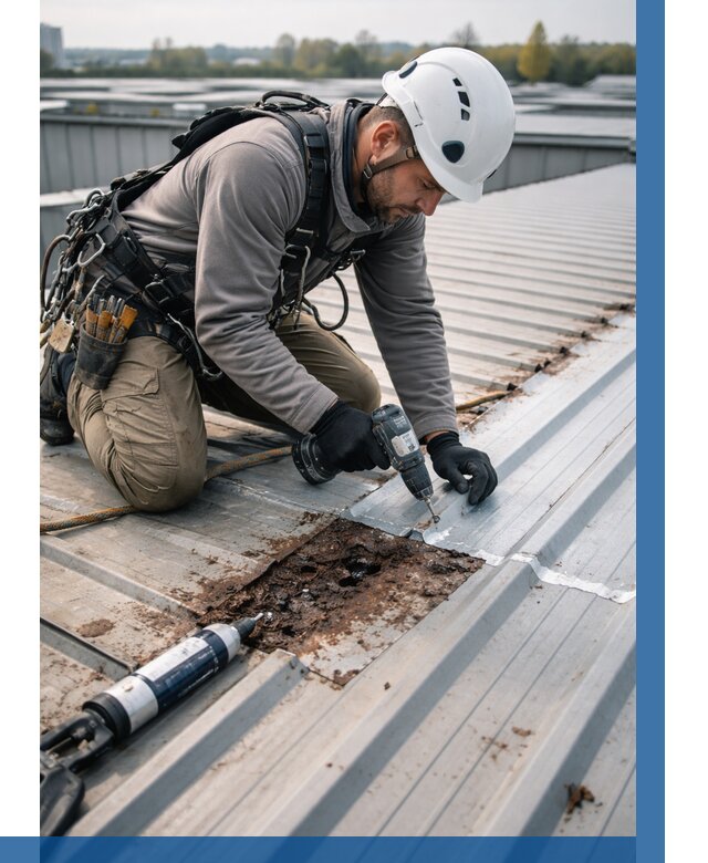 Ремонт профнастила на кровле в Долгопрудном от 710 р. | ВЫСОТНИК-Длг