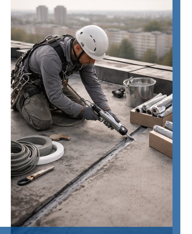 Герметизация швов кровли в Долгопрудном от 457 р./м2 | ВЫСОТНИК-Длг