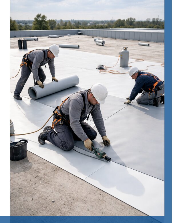 Монтаж мембранной кровли под ключ в Долгопрудном от 1218 р. | ВЫСОТНИК-Длг