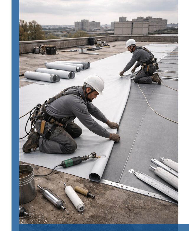 Монтаж мембранной кровли в Долгопрудном для промышленных зданий