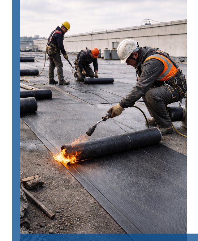 Монтаж наплавляемой кровли в Долгопрудном профессионально