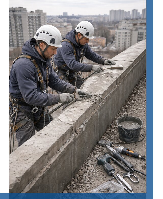 Ремонт парапета на кровле в Долгопрудном от 1522 р. | ВЫСОТНИК-Длг