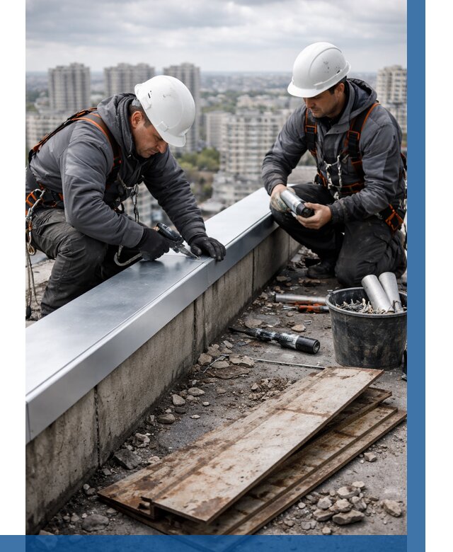 Замена парапетных крышек под ключ в Долгопрудном от 1218 р. | ВЫСОТНИК-Длг