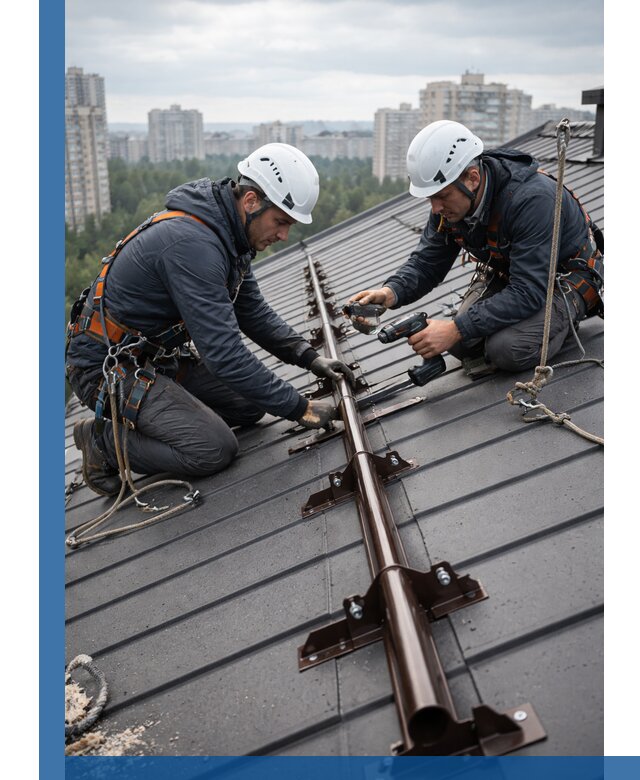 Монтаж снегозадержателей на кровле зданий в Долгопрудном под ключ