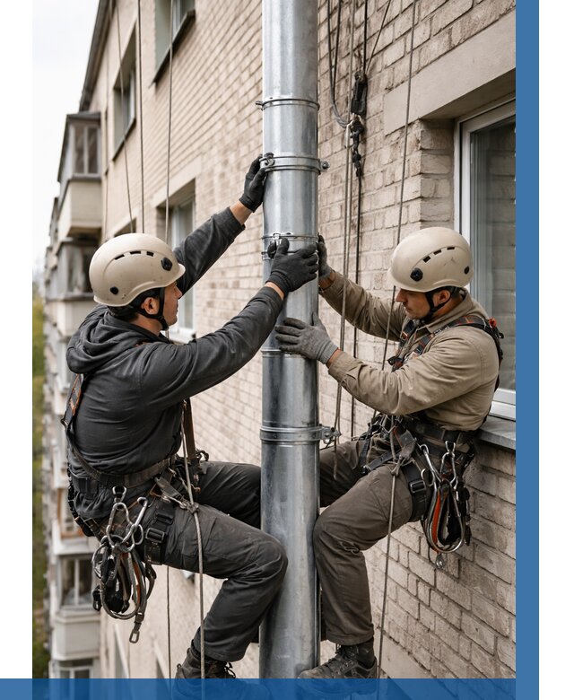 Замена водосточных труб в Долгопрудном от 6595 р. | ВЫСОТНИК-Длг
