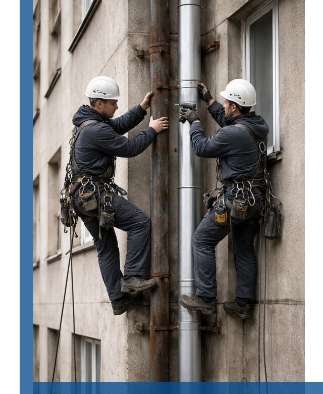 Замена водосточных труб в Долгопрудном: монтаж и демонтаж под ключ