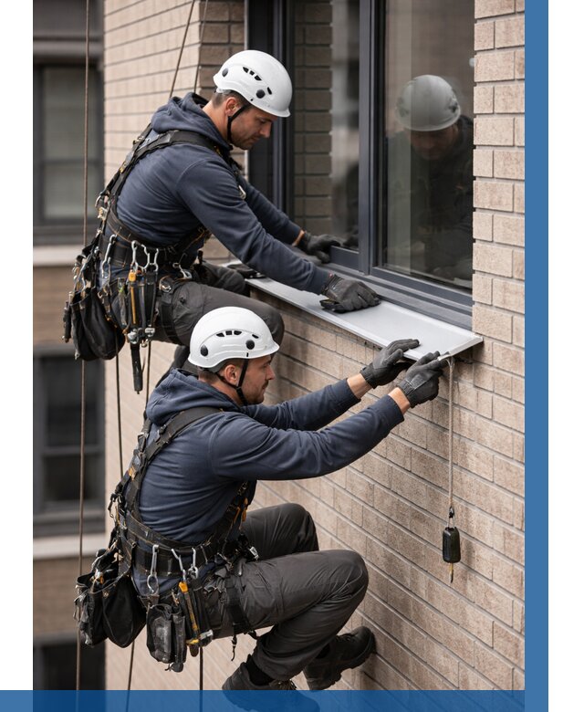 Монтаж оконных отливов под ключ в Долгопрудном от 3551 р. | ВЫСОТНИК-Длг