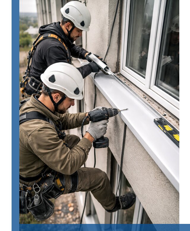 Профессиональный монтаж оконных отливов и отведения воды в Долгопрудном