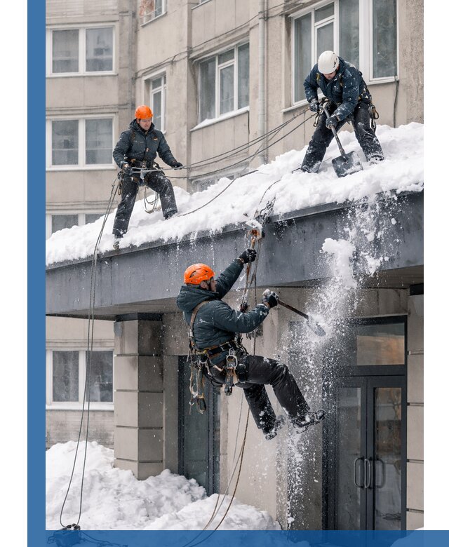 Безопасная очистка навесов от снега в Долгопрудном круглогодично