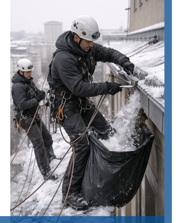 Аварийная очистка крыши в Долгопрудном под ключ от 304 р. | ВЫСОТНИК-Длг