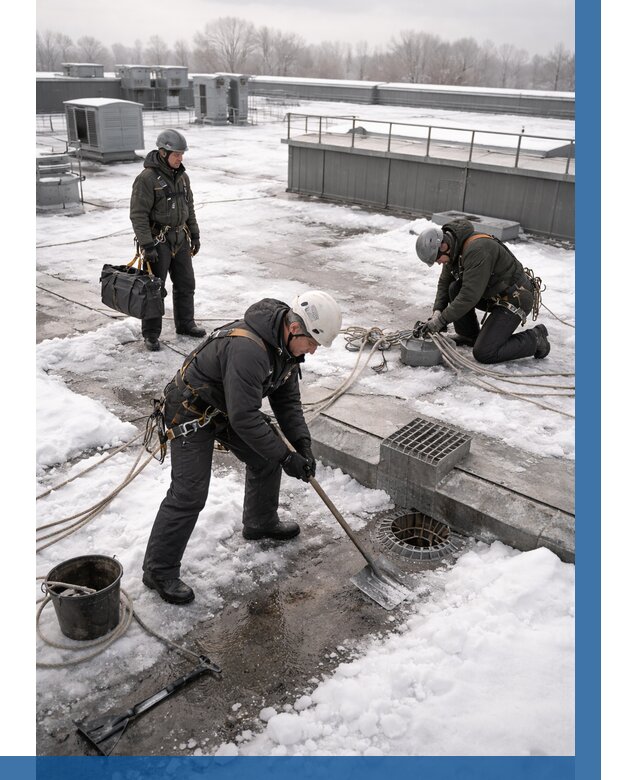 Абонентское обслуживание кровли зимой в Долгопрудном от 8117 р. | ВЫСОТНИК-Длг