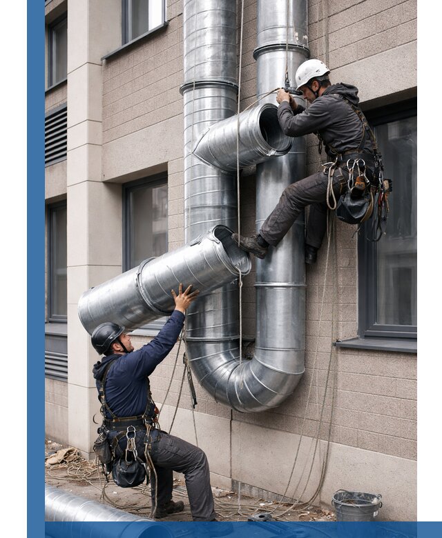 Монтаж фасадных воздуховодов в Долгопрудном с герметизацией и крепежом