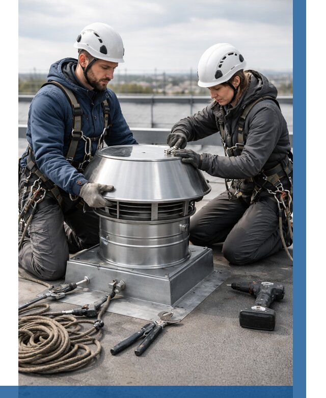 Установка дефлекторов на кровле в Долгопрудном от 4566 р. | ВЫСОТНИК-Длг