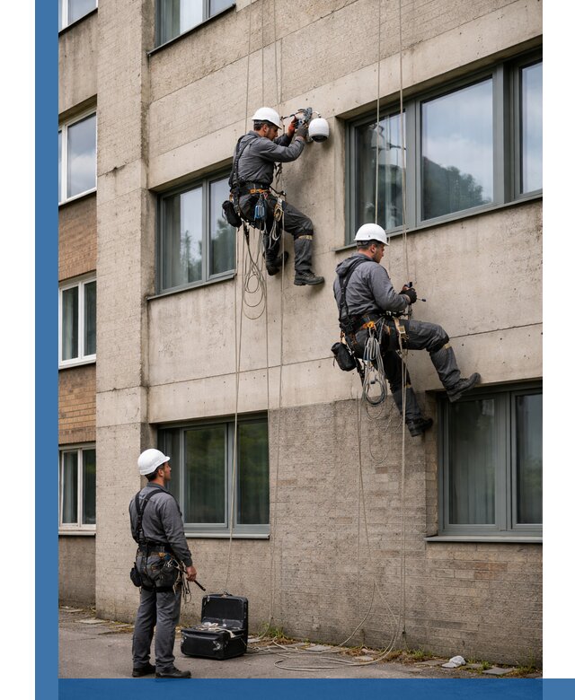 Монтаж фасадных камер видеонаблюдения в Долгопрудном под ключ