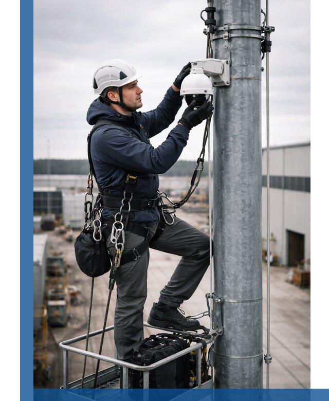 Профессиональная установка видеокамер на мачте в Долгопрудном