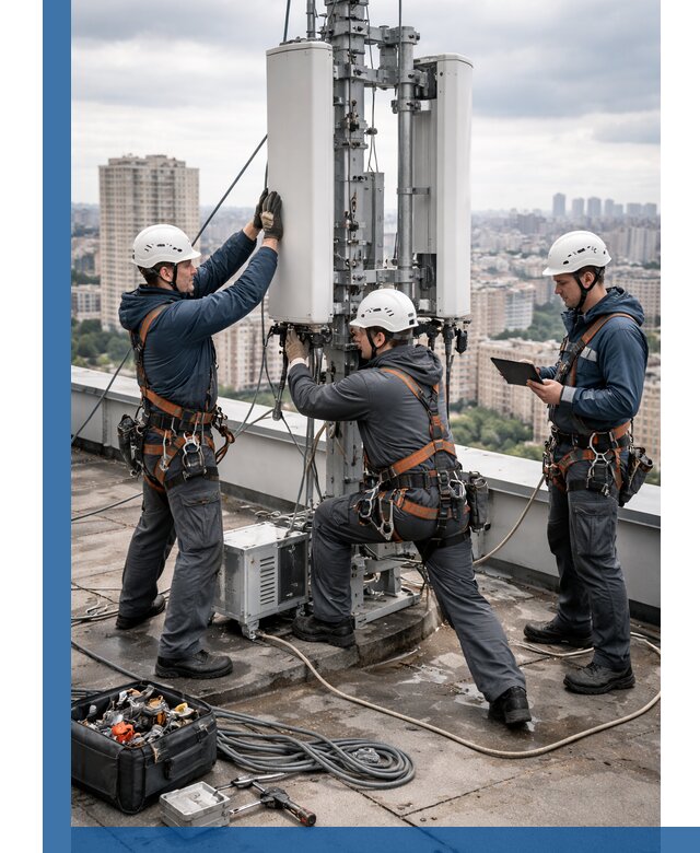 Монтаж антенн связи на крыше в Долгопрудном с вводом в эксплуатацию