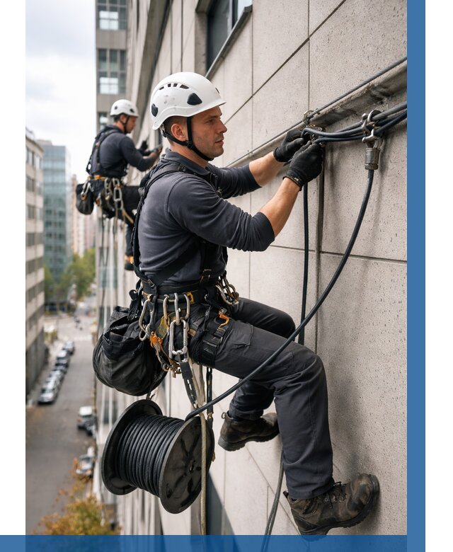 Прокладка кабеля по фасаду в Долгопрудном от 355 р. | ВЫСОТНИК-Длг